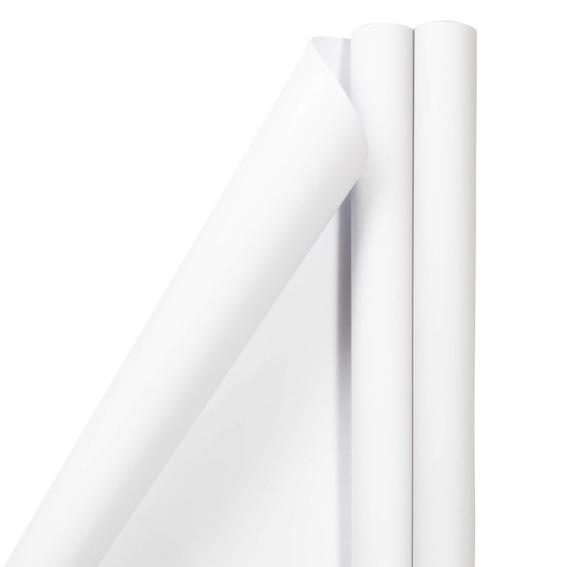 JAM Paper Gift Wrap - Matte Wrapping Paper - 50 Sq Ft Total (30 in x 10 Ft Each) - Matte White - 2 Rolls/Pack - Image 1